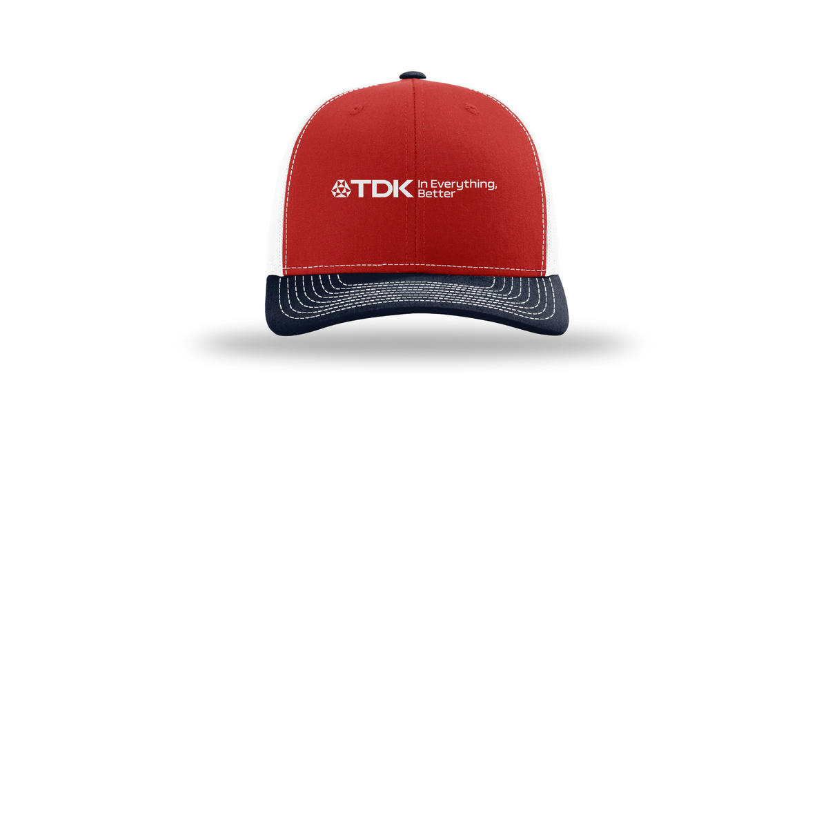 tdk-richardson-trucker-cap-embroidery-capfront-R112-redwhitenavy-flat-front