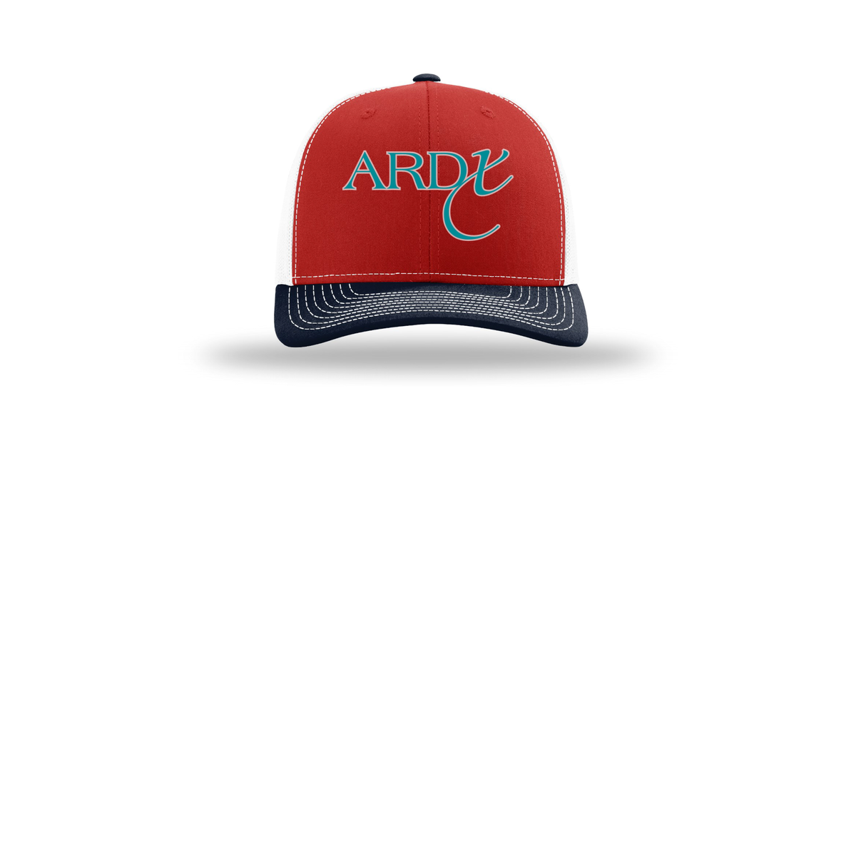 ardx-richardson-trucker-cap-embroidery-capfront-R112-redwhitenavy-flat-front