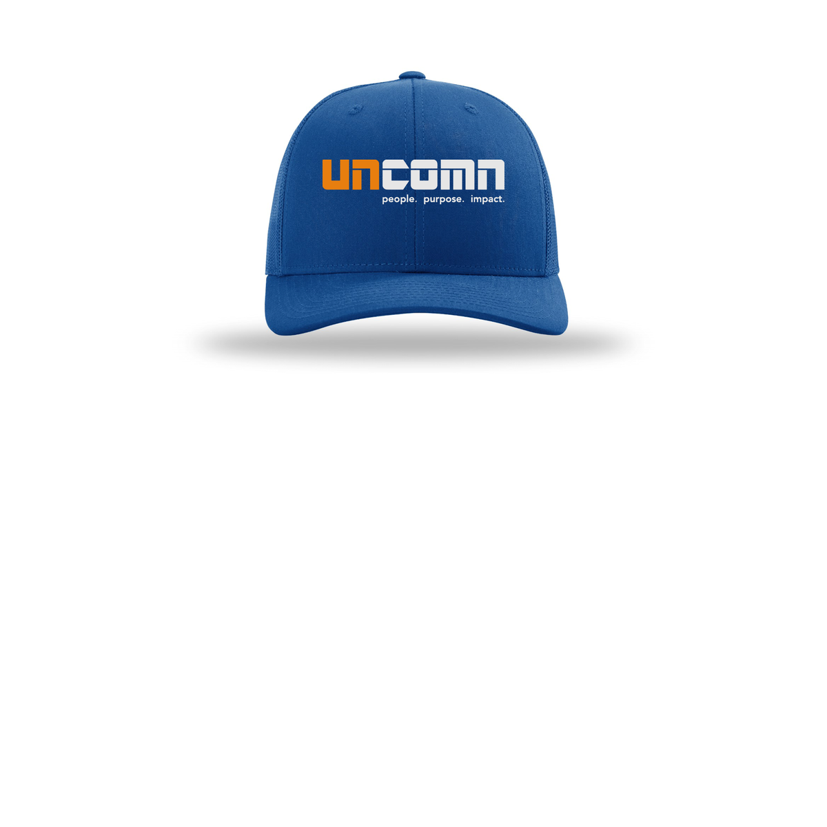 uncomn-richardson-trucker-cap-embroidery-capfront-R112-royal-flat-front