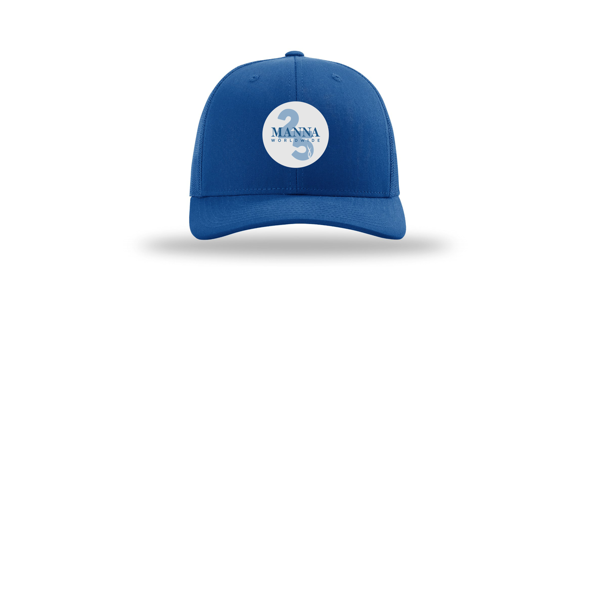 mannaworldwide-richardson-trucker-cap-embroidery-capfront-R112-royal-flat-front