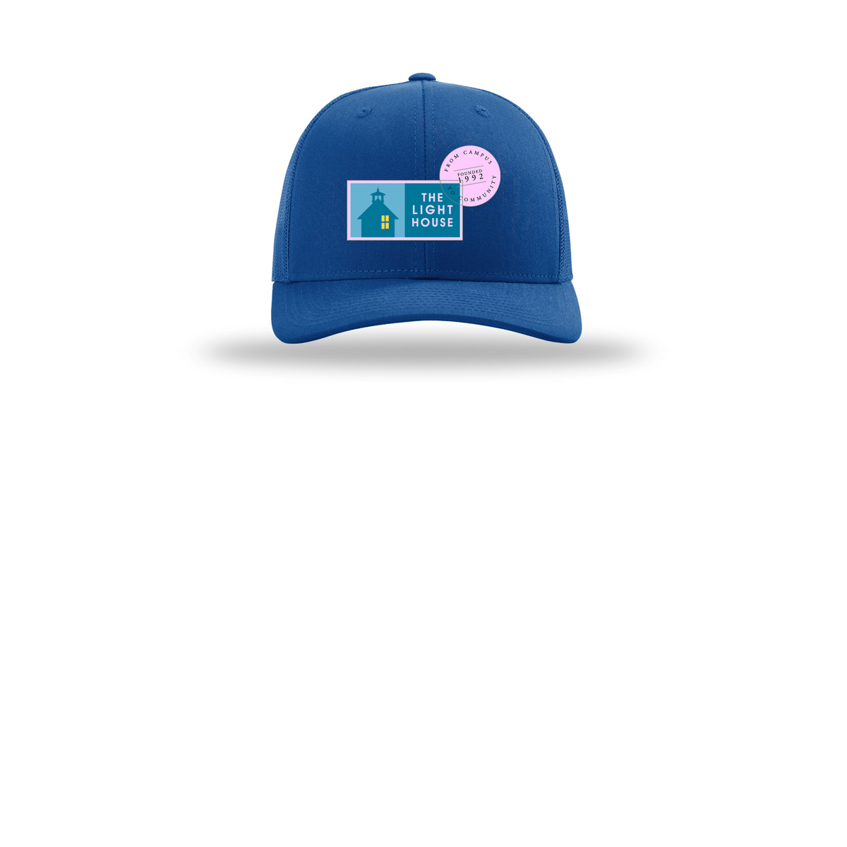 lhcampus-richardson-trucker-cap-embroidery-capfront-R112-royal-flat-front