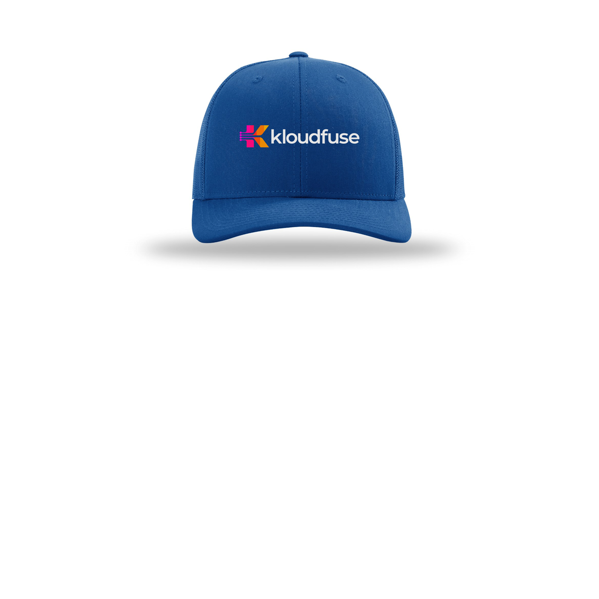 kloudfuse-richardson-trucker-cap-embroidery-capfront-R112-royal-flat-front