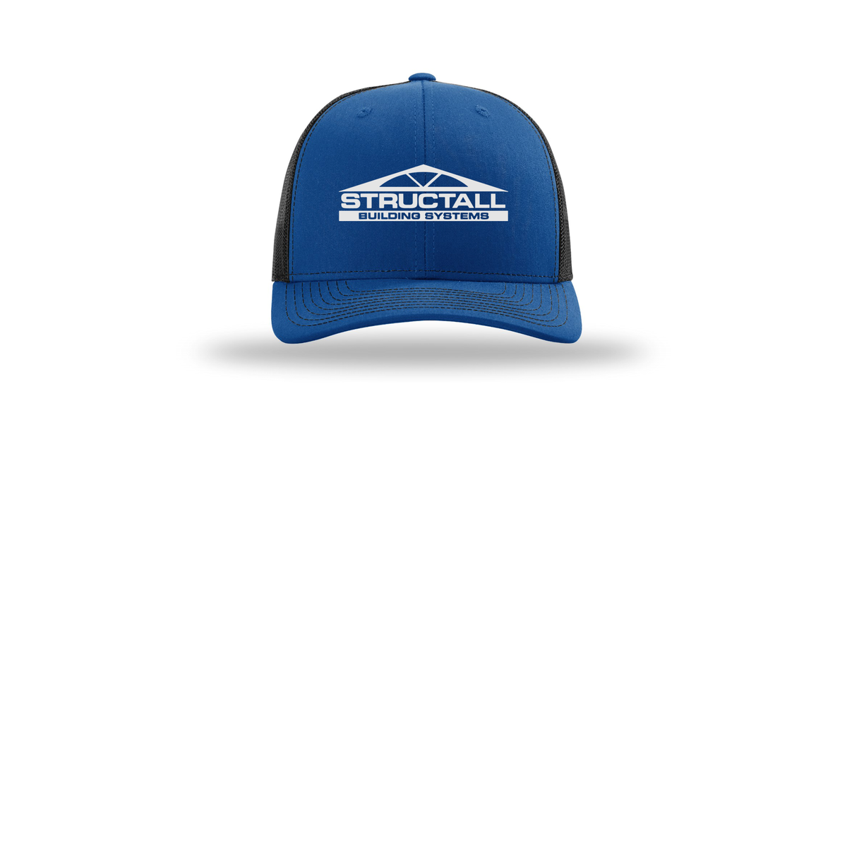structall-richardson-trucker-cap-embroidery-capfront-R112-royalblack-flat-front