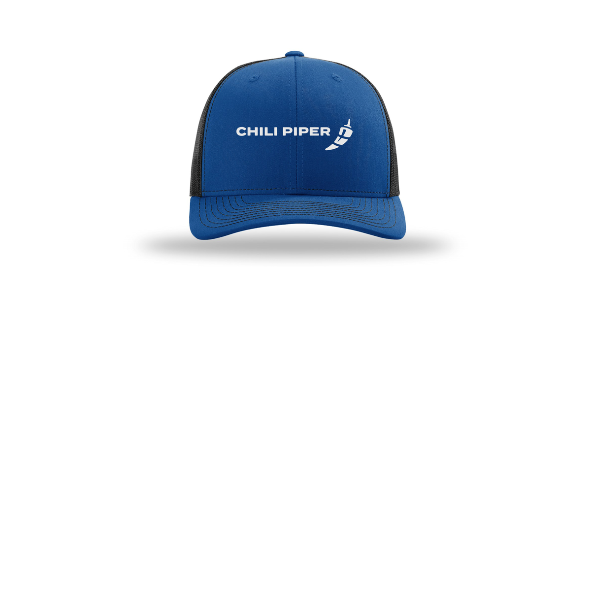 chilipiper-richardson-trucker-cap-embroidery-capfront-R112-royalblack-flat-front
