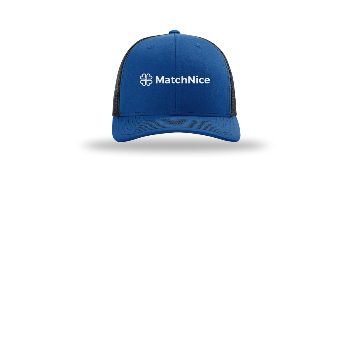 matchnice-richardson-trucker-cap-embroidery-capfront-R112-royalblack-flat-front
