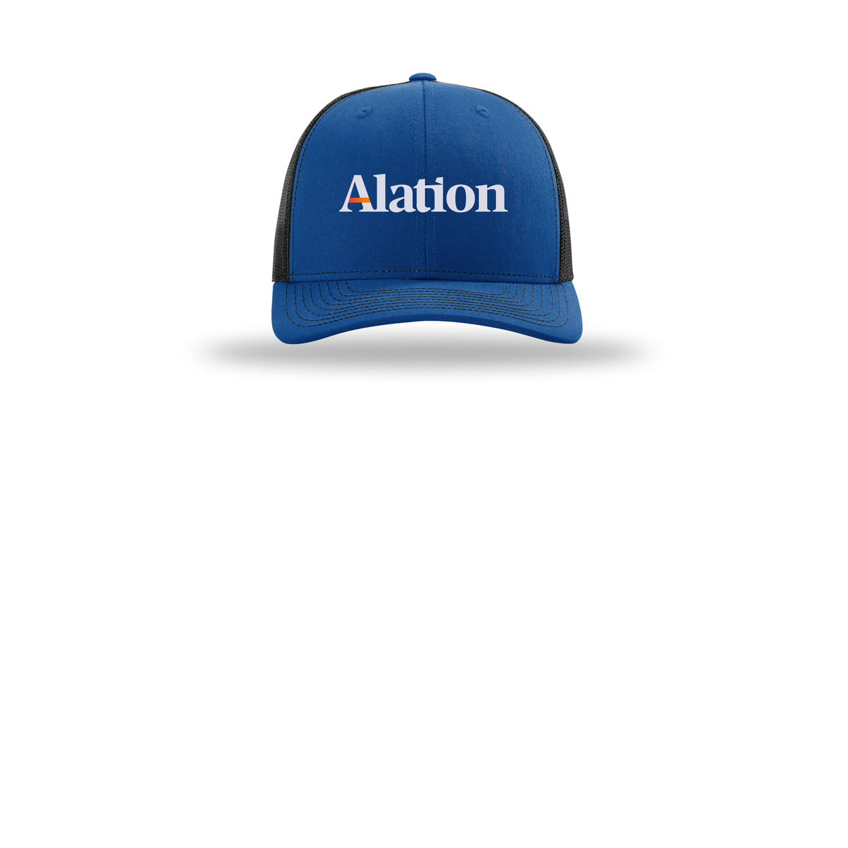 alation-richardson-trucker-cap-embroidery-capfront-R112-royalblack-flat-front