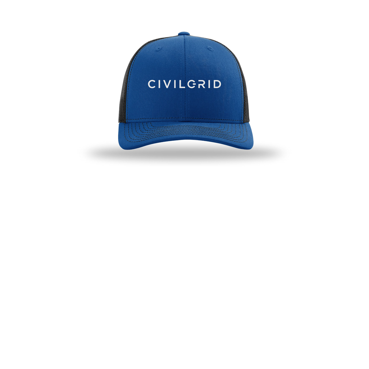 civilgrid-richardson-trucker-cap-embroidery-capfront-R112-royalblack-flat-front