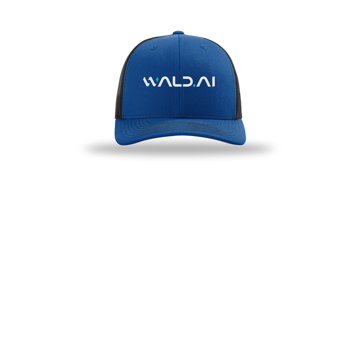 wald-richardson-trucker-cap-embroidery-capfront-R112-royalblack-flat-front