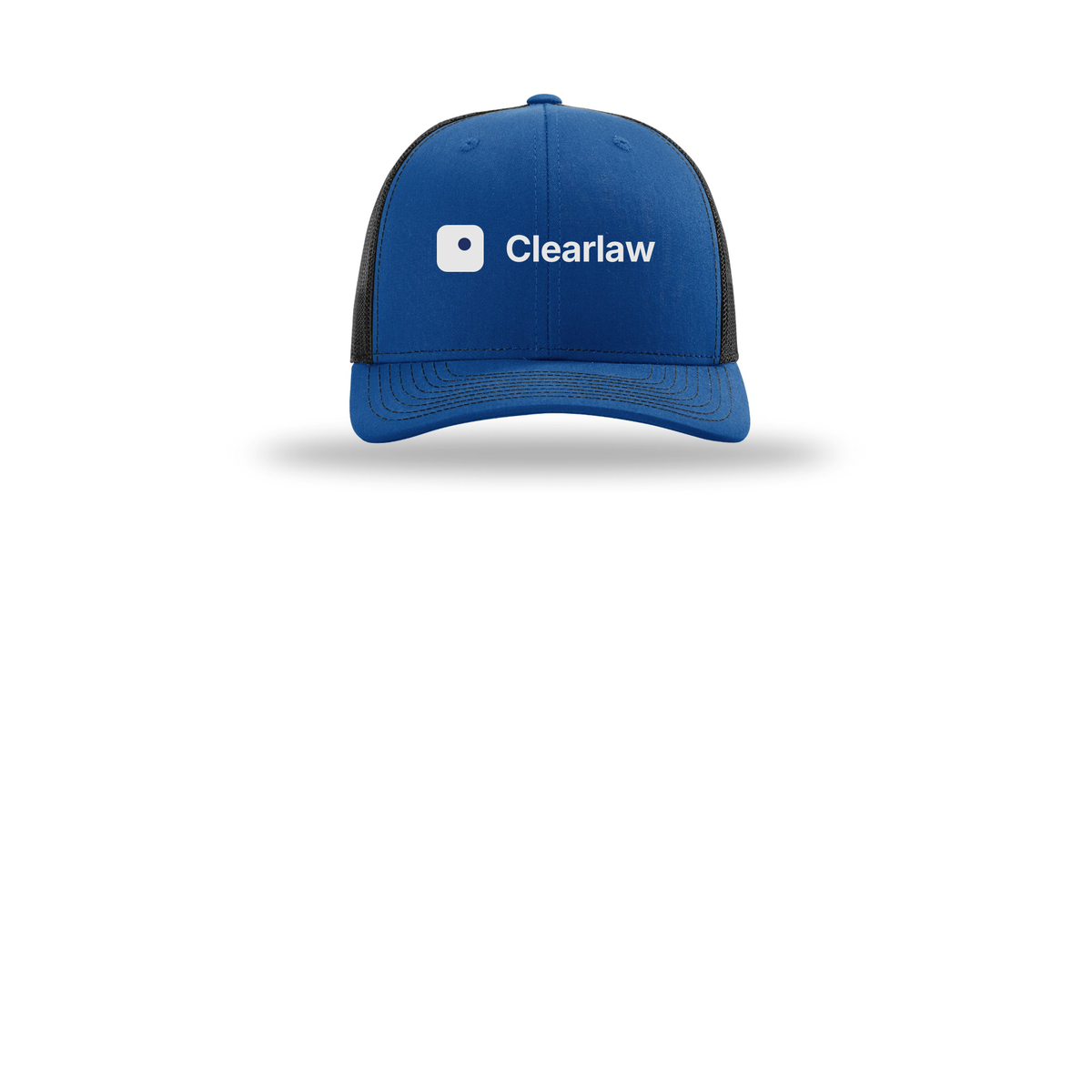 clearlaw-richardson-trucker-cap-embroidery-capfront-R112-royalblack-flat-front