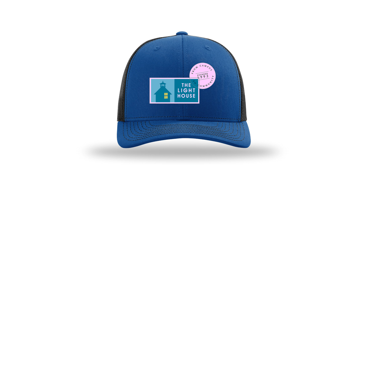 lhcampus-richardson-trucker-cap-embroidery-capfront-R112-royalblack-flat-front