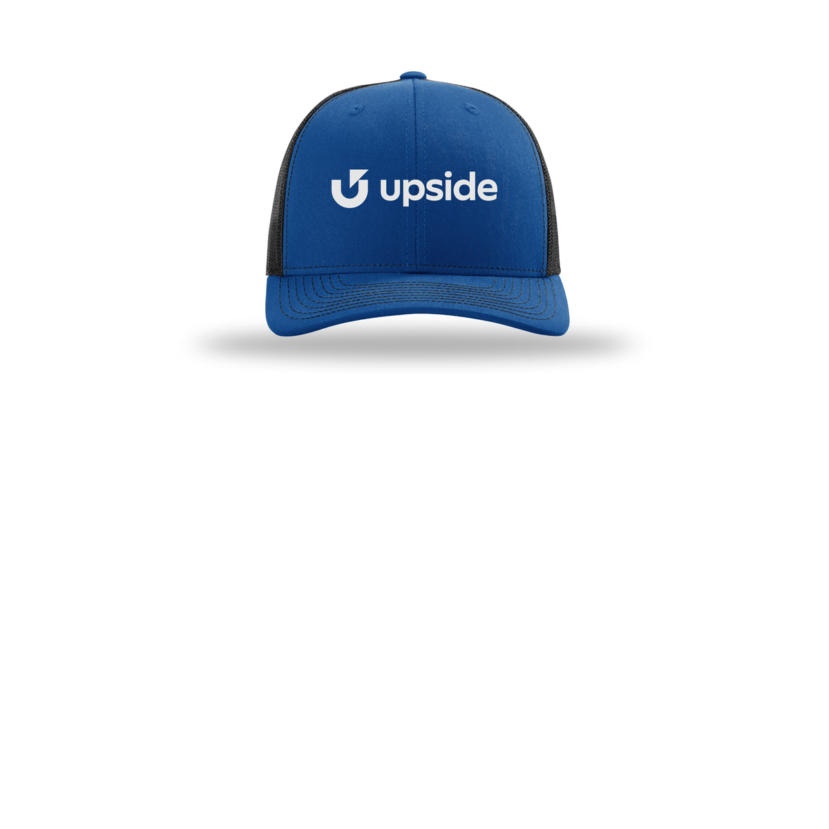 upside-richardson-trucker-cap-embroidery-capfront-R112-royalblack-flat-front