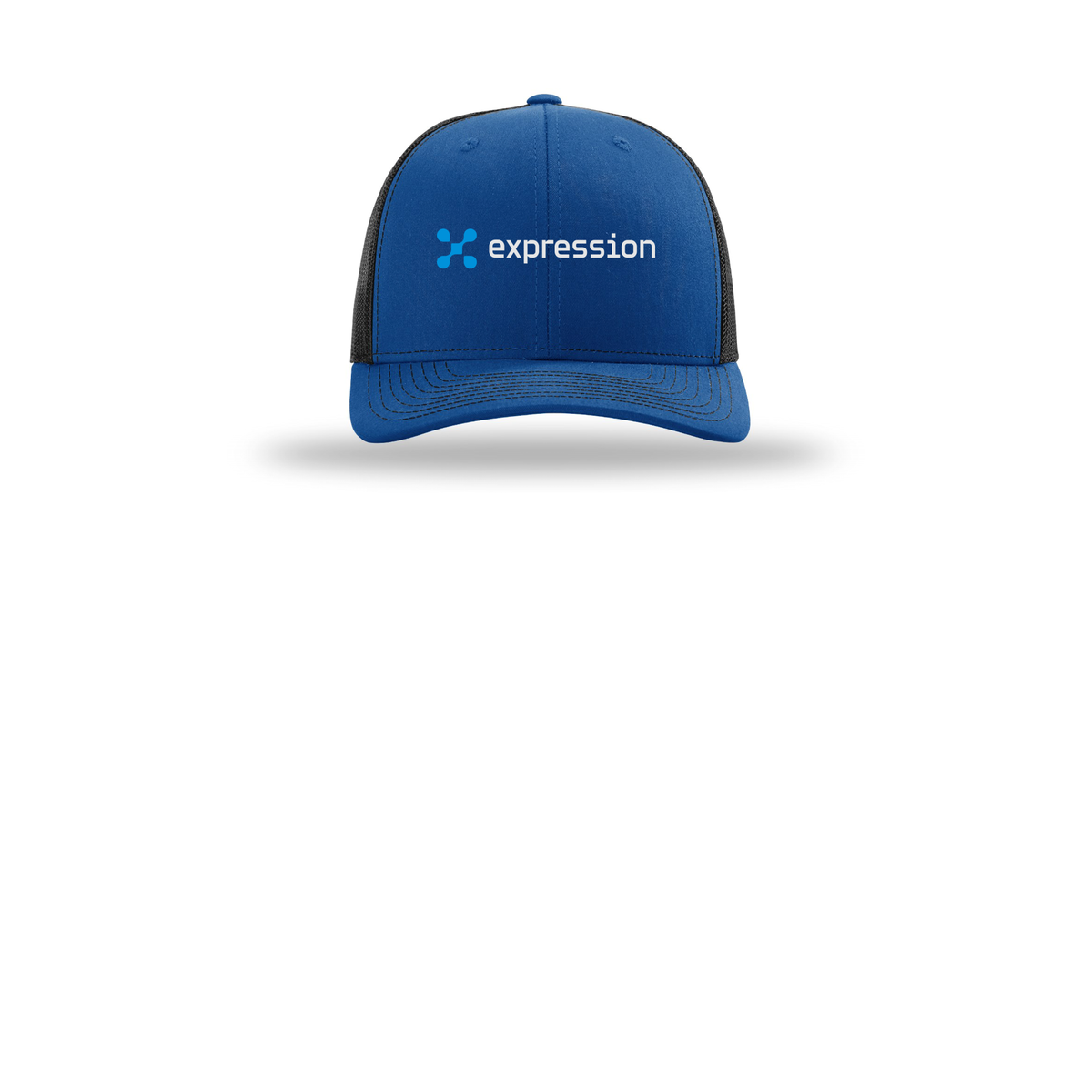 expr-richardson-trucker-cap-embroidery-capfront-R112-royalblack-flat-front