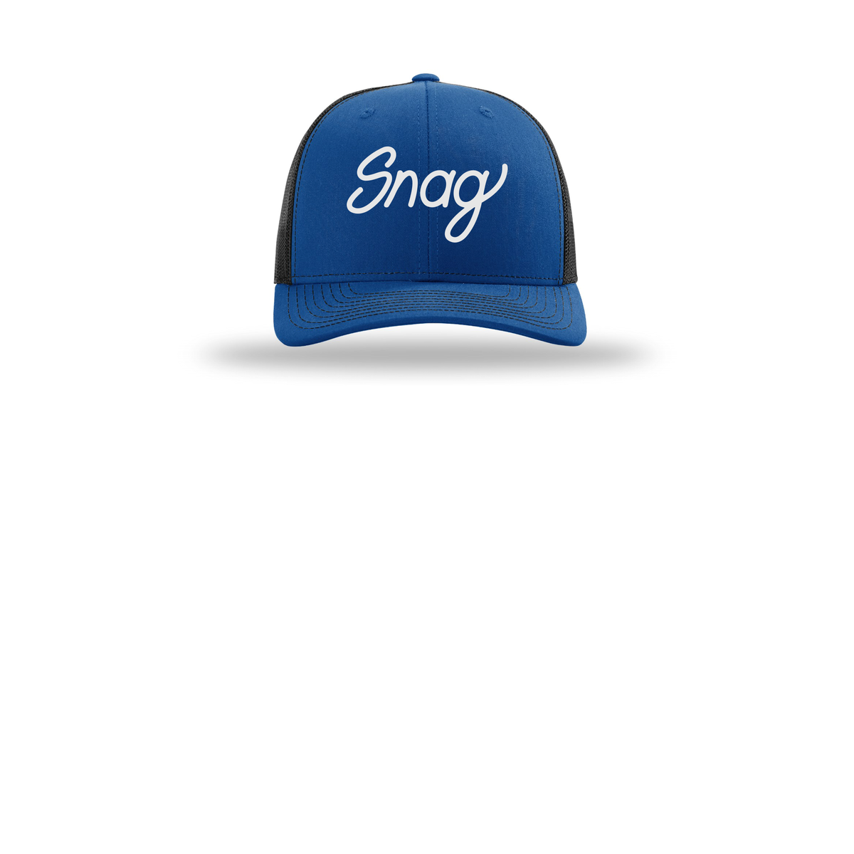 snagdelivery-richardson-trucker-cap-embroidery-capfront-R112-royalblack-flat-front