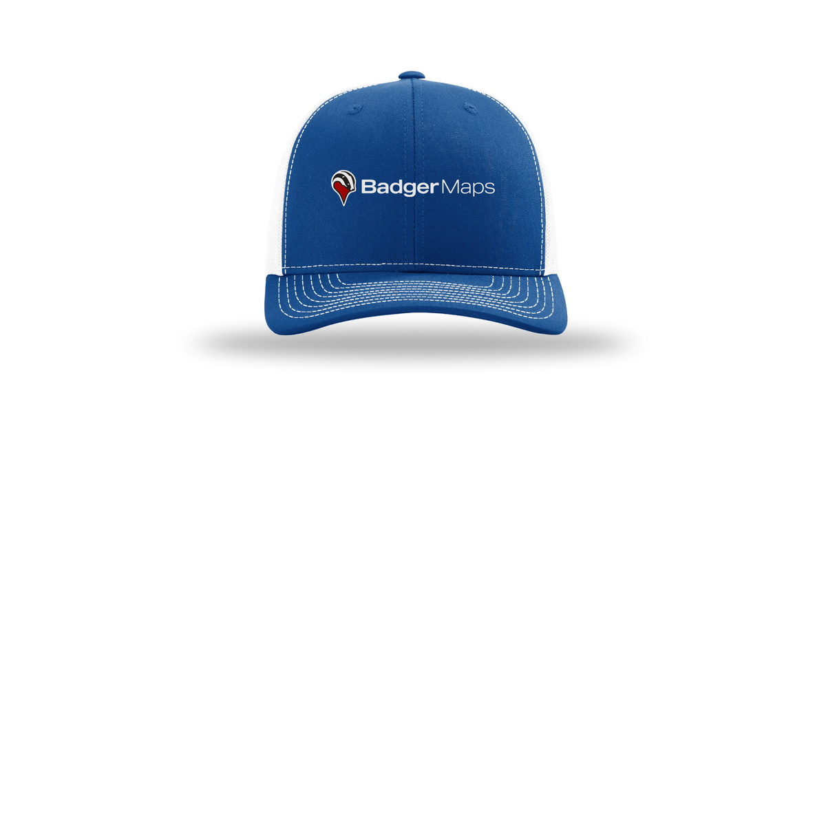 badgermapping-richardson-trucker-cap-embroidery-capfront-R112-royalwhite-flat-front