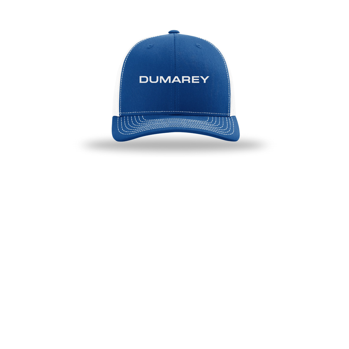 dumarey-richardson-trucker-cap-embroidery-capfront-R112-royalwhite-flat-front