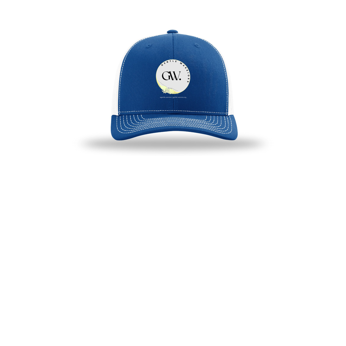 gentle-warriors-richardson-trucker-cap-embroidery-capfront-R112-royalwhite-flat-front