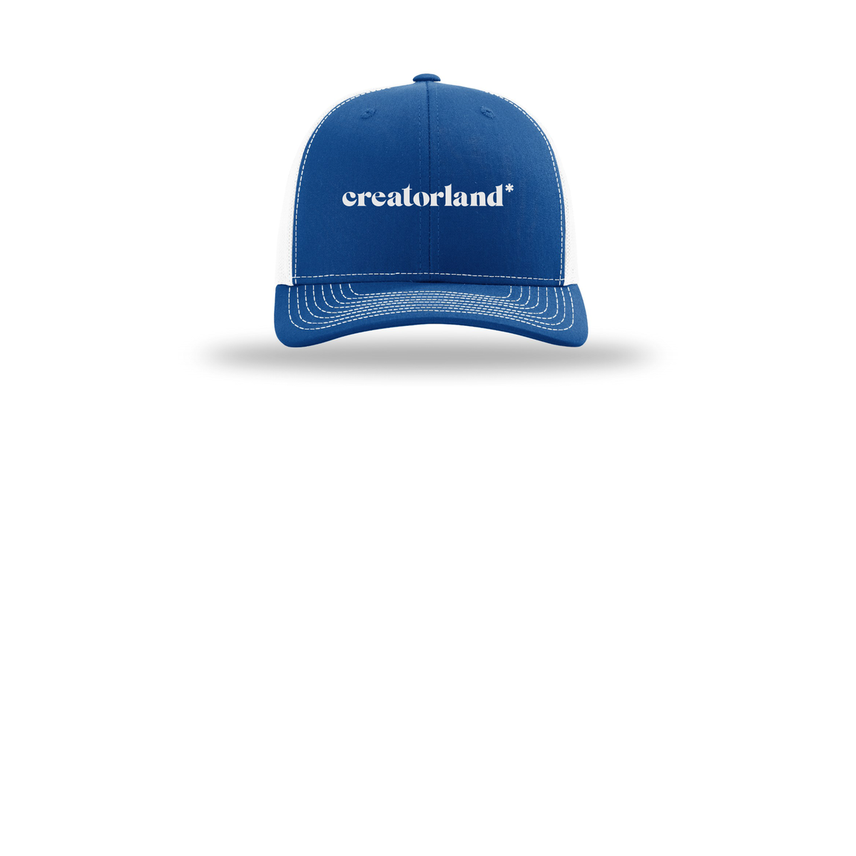 creatorland-richardson-trucker-cap-embroidery-capfront-R112-royalwhite-flat-front