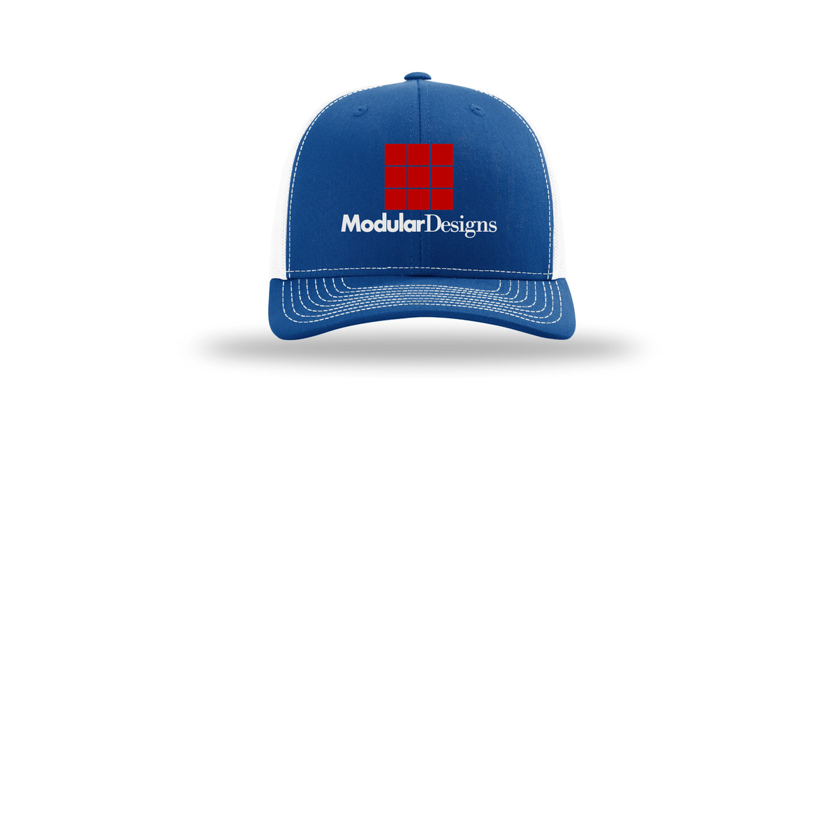 modulardesignsflooring-richardson-trucker-cap-embroidery-capfront-R112-royalwhite-flat-front