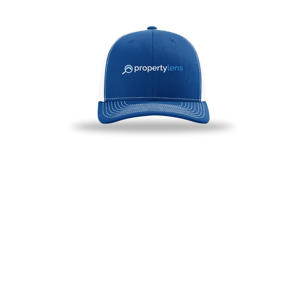propertylens-richardson-trucker-cap-embroidery-capfront-R112-royalwhite-flat-front