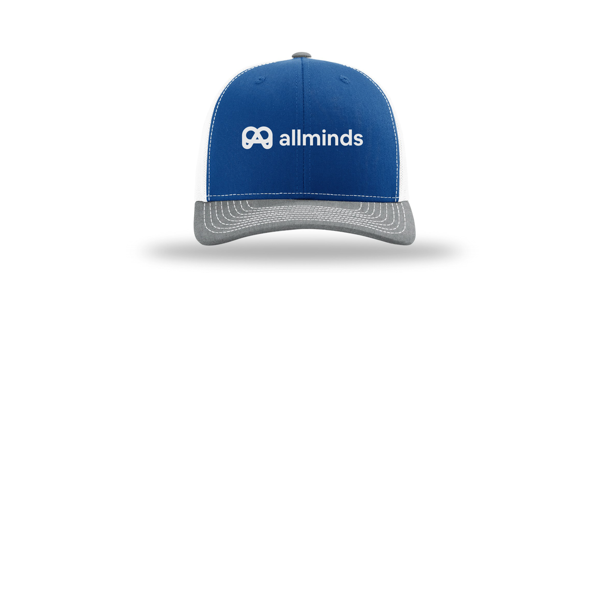 getallminds-richardson-trucker-cap-embroidery-capfront-R112-royalwhiteheathergrey-flat-front