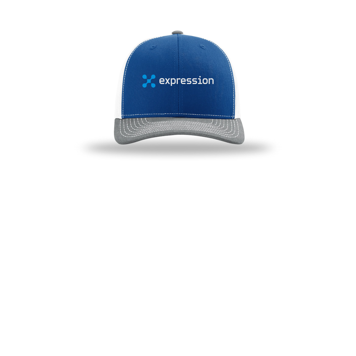 expr-richardson-trucker-cap-embroidery-capfront-R112-royalwhiteheathergrey-flat-front