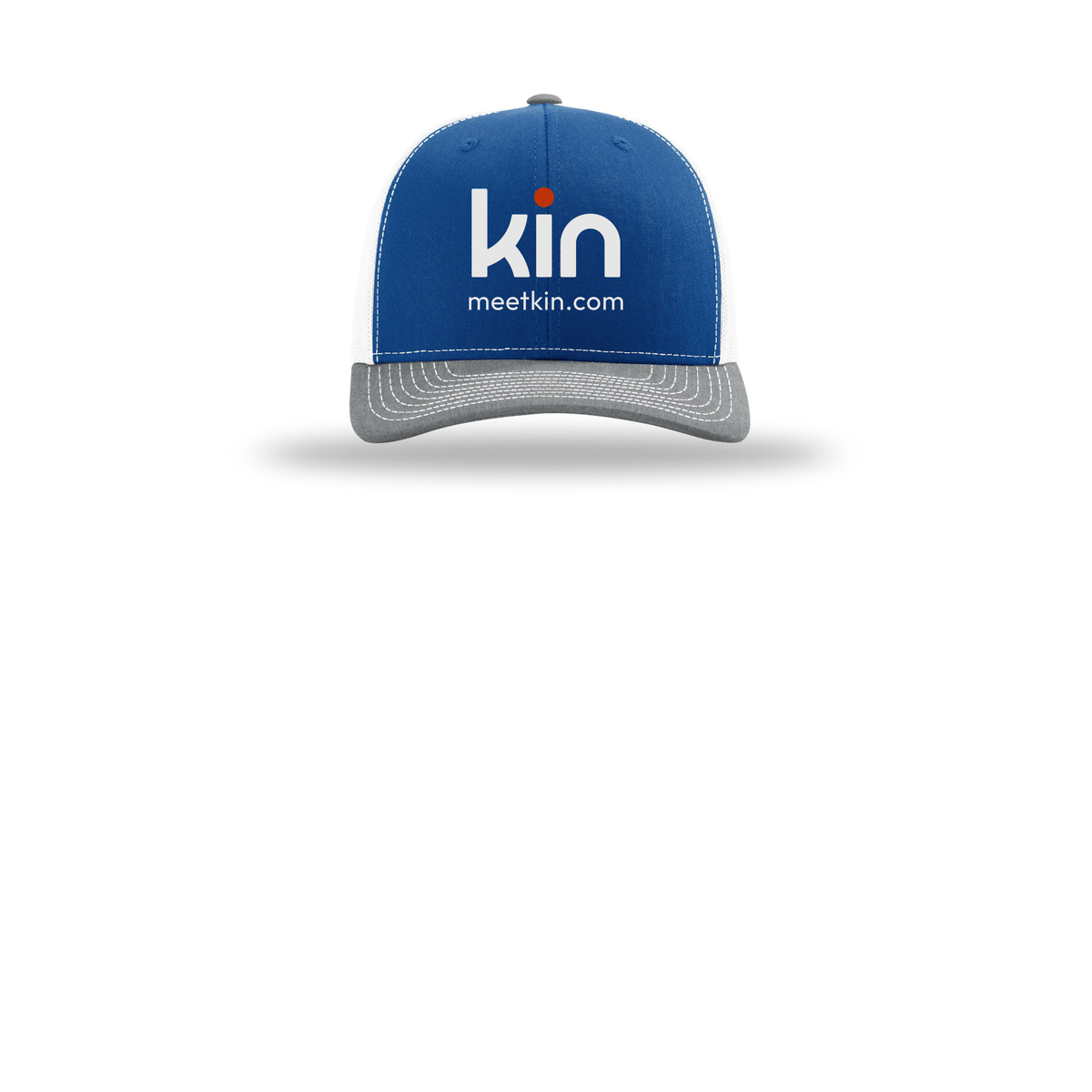 kin-richardson-trucker-cap-embroidery-capfront-R112-royalwhiteheathergrey-flat-front