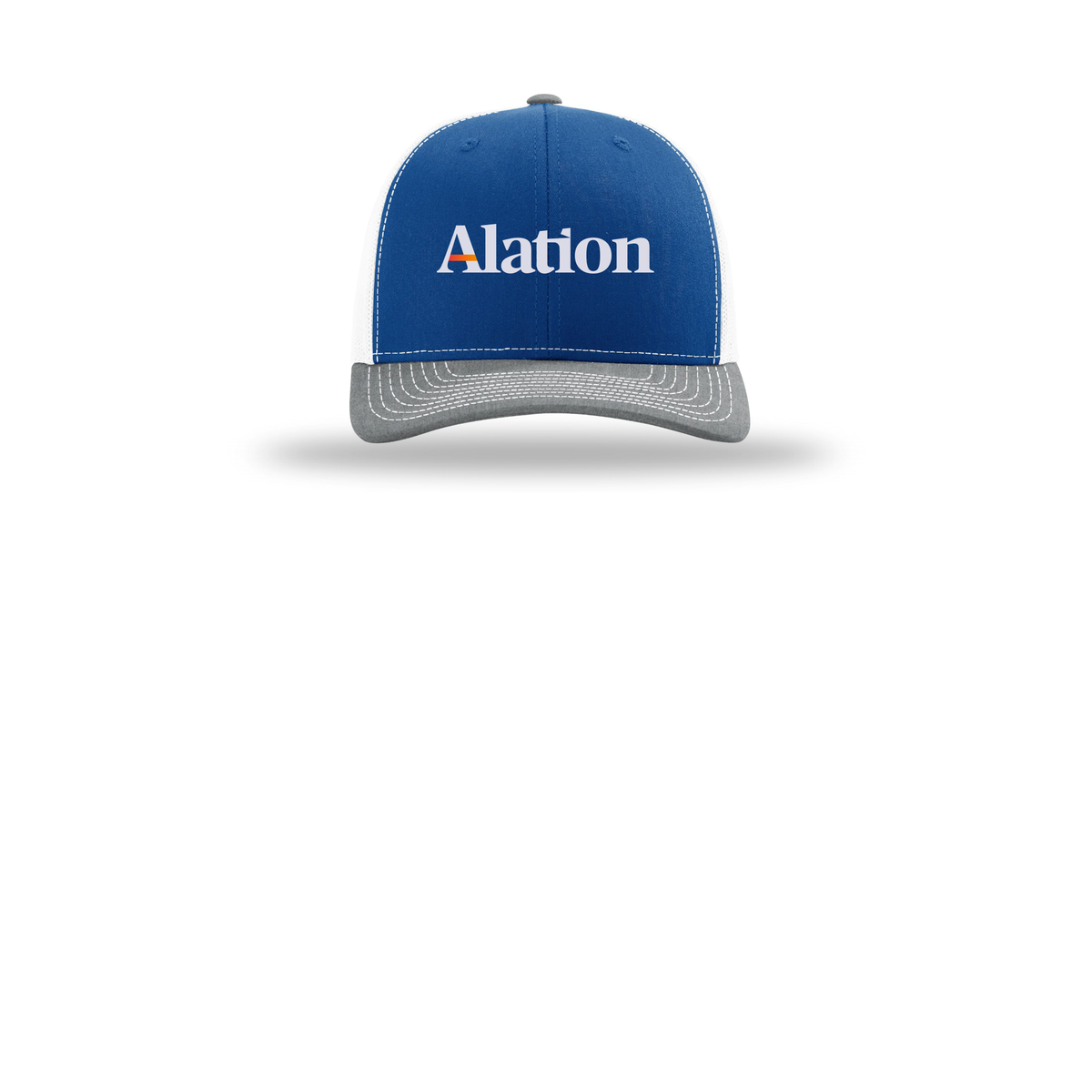 alation-richardson-trucker-cap-embroidery-capfront-R112-royalwhiteheathergrey-flat-front
