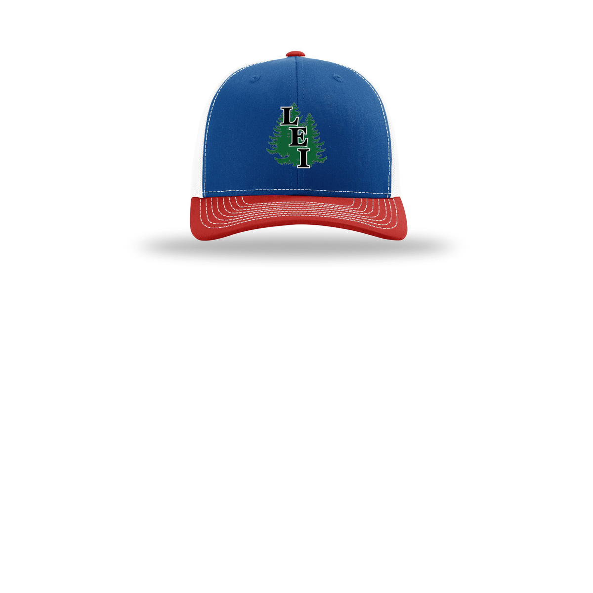 leisite-richardson-trucker-cap-embroidery-capfront-R112-royalwhitered-flat-front