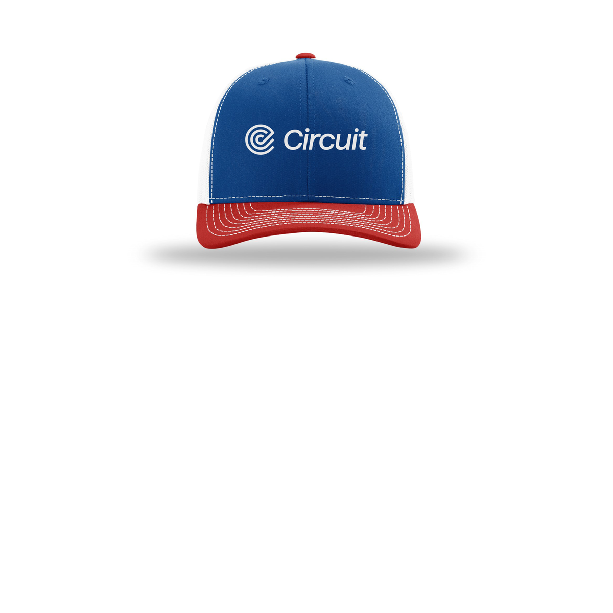 ridecircuit-richardson-trucker-cap-embroidery-capfront-R112-royalwhitered-flat-front