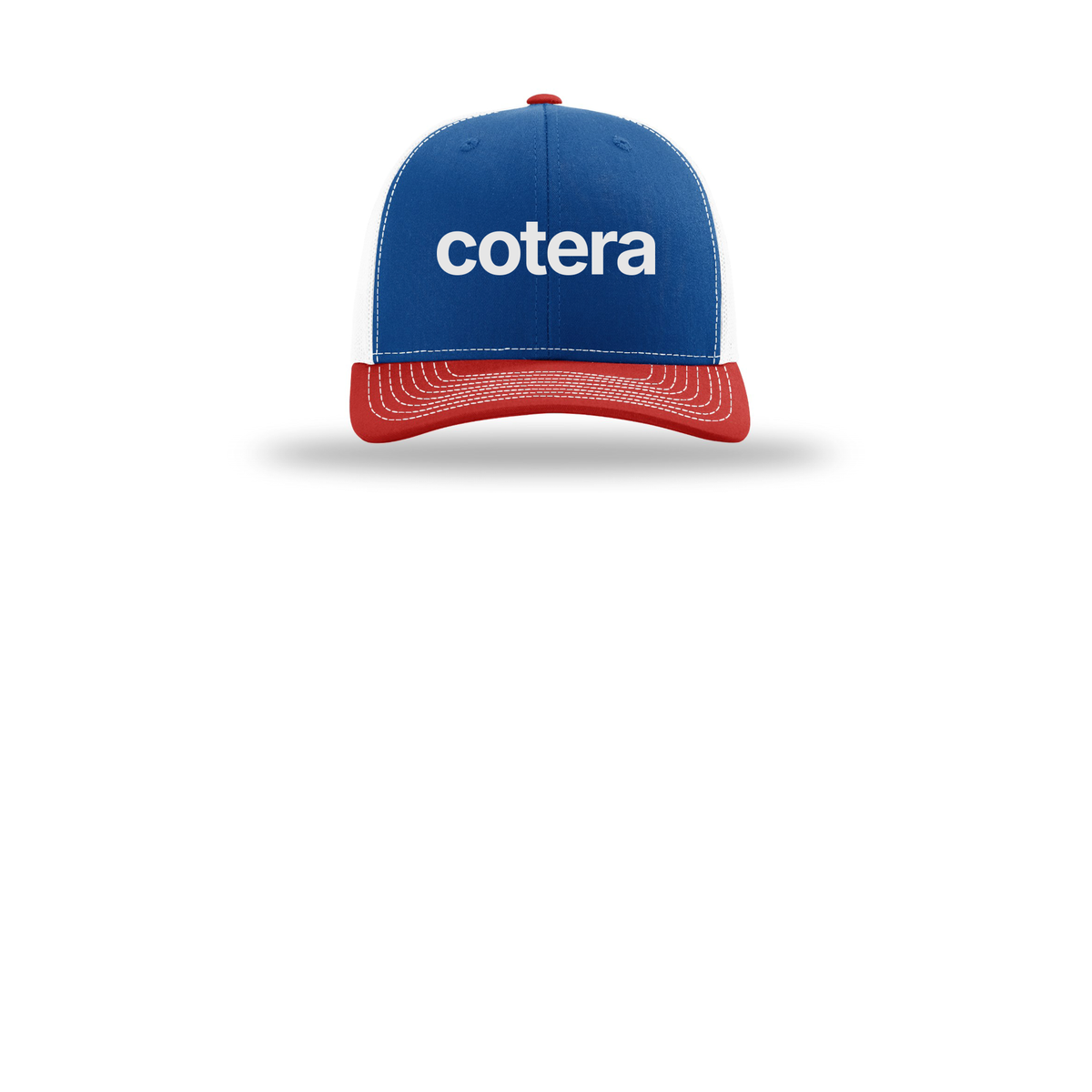 cotera-richardson-trucker-cap-embroidery-capfront-R112-royalwhitered-flat-front