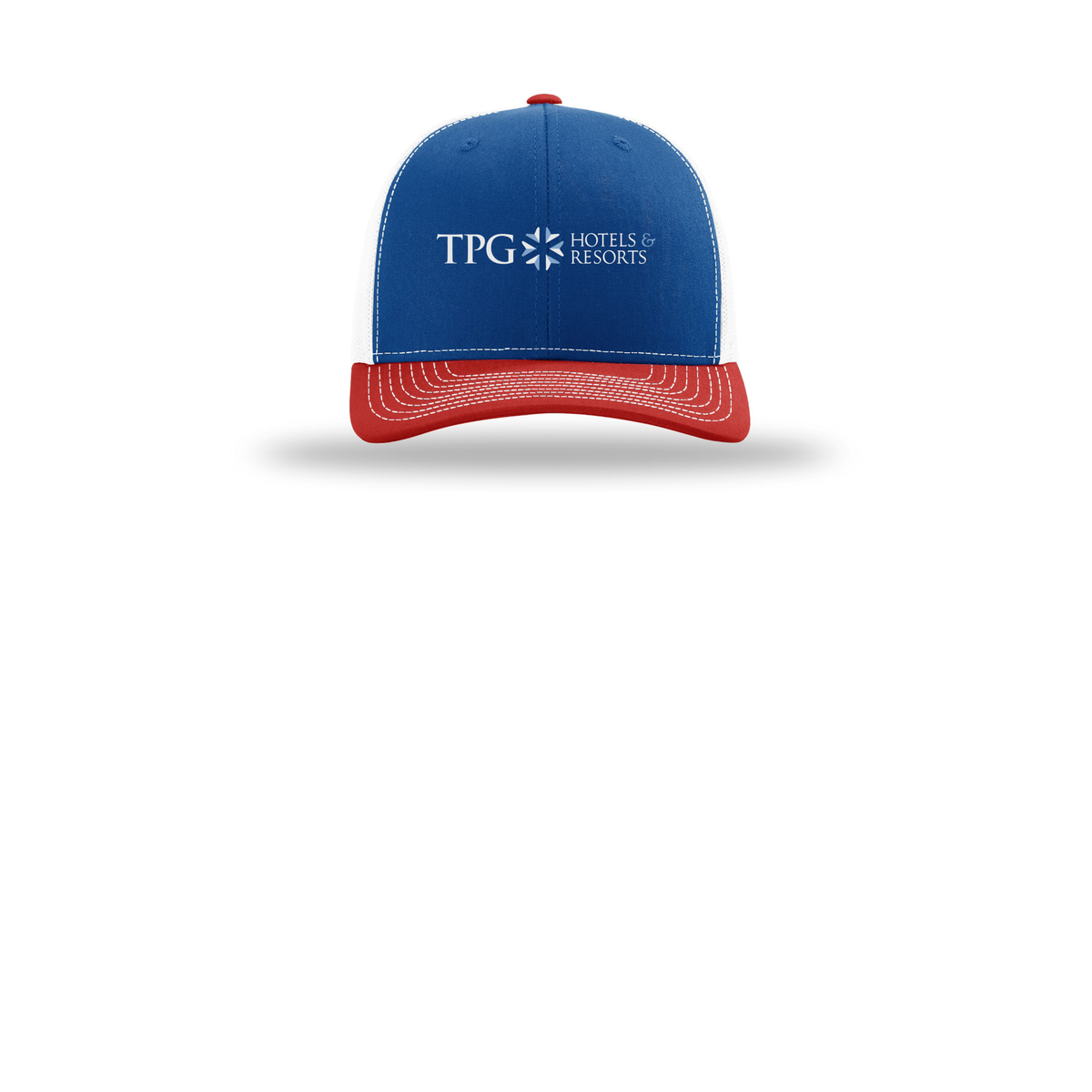 tpghotelsandresorts-richardson-trucker-cap-embroidery-capfront-R112-royalwhitered-flat-front
