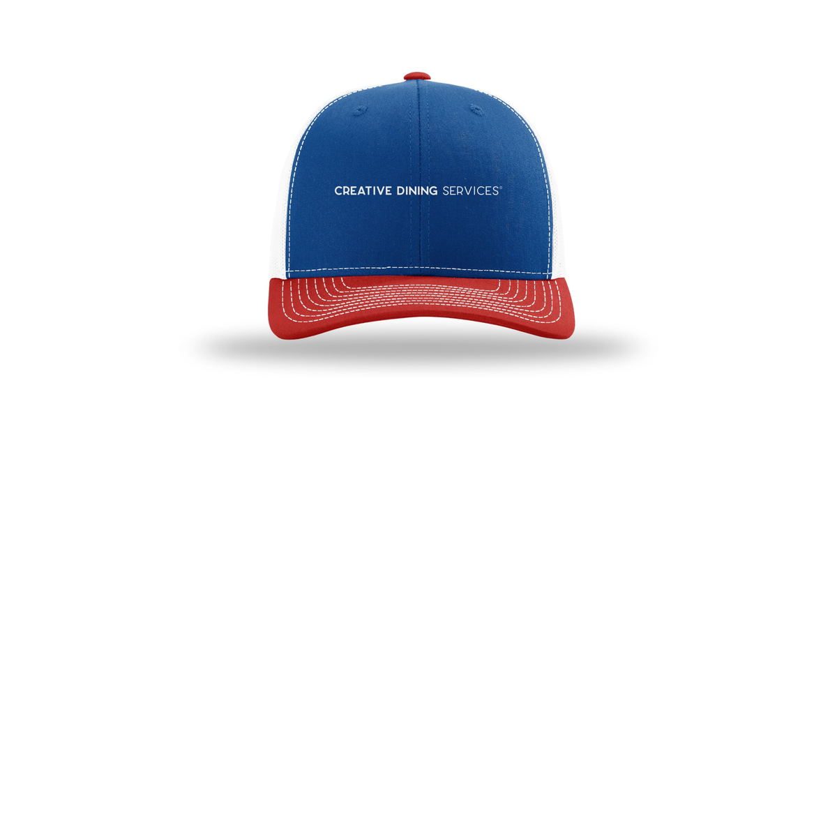 creativedining-richardson-trucker-cap-embroidery-capfront-R112-royalwhitered-flat-front
