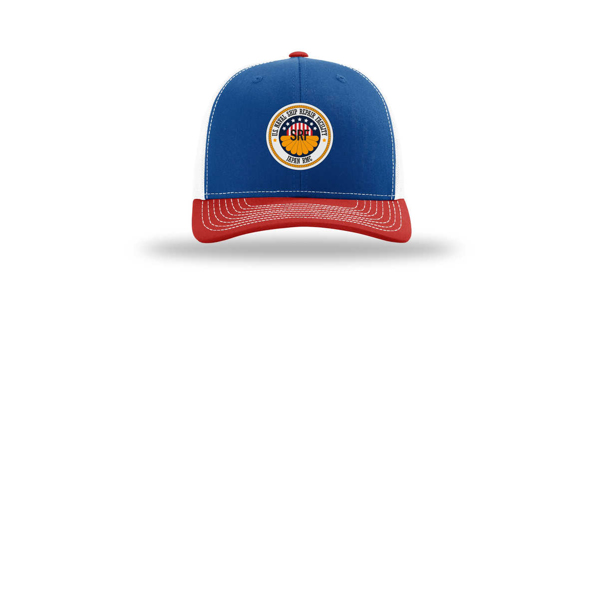 srf-jrmc-richardson-trucker-cap-embroidery-capfront-R112-royalwhitered-flat-front