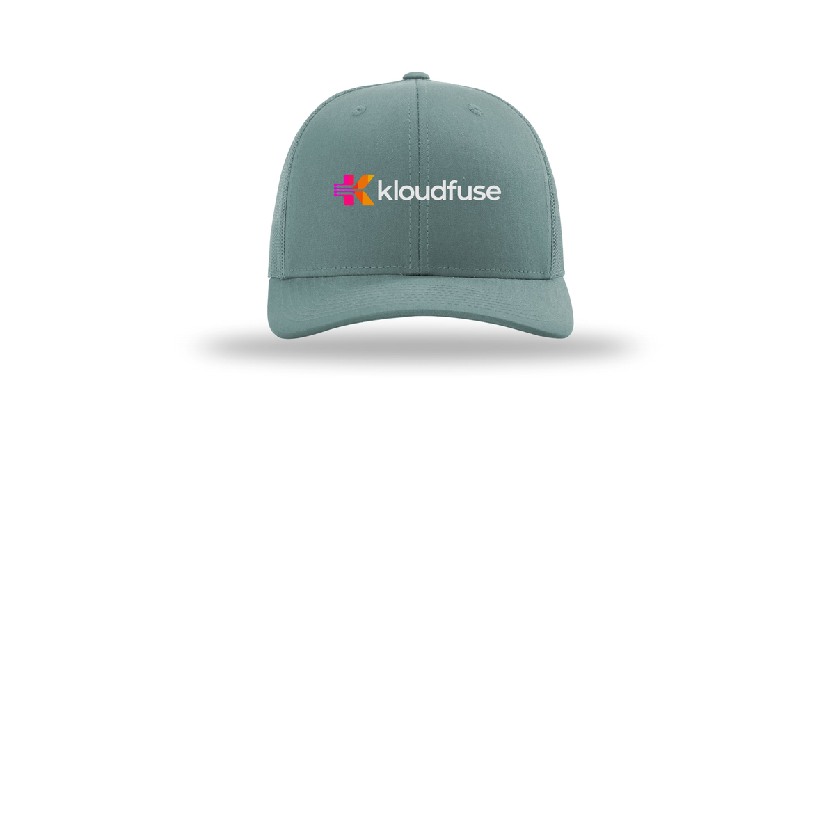 kloudfuse-richardson-trucker-cap-embroidery-capfront-R112-smokeblue-flat-front