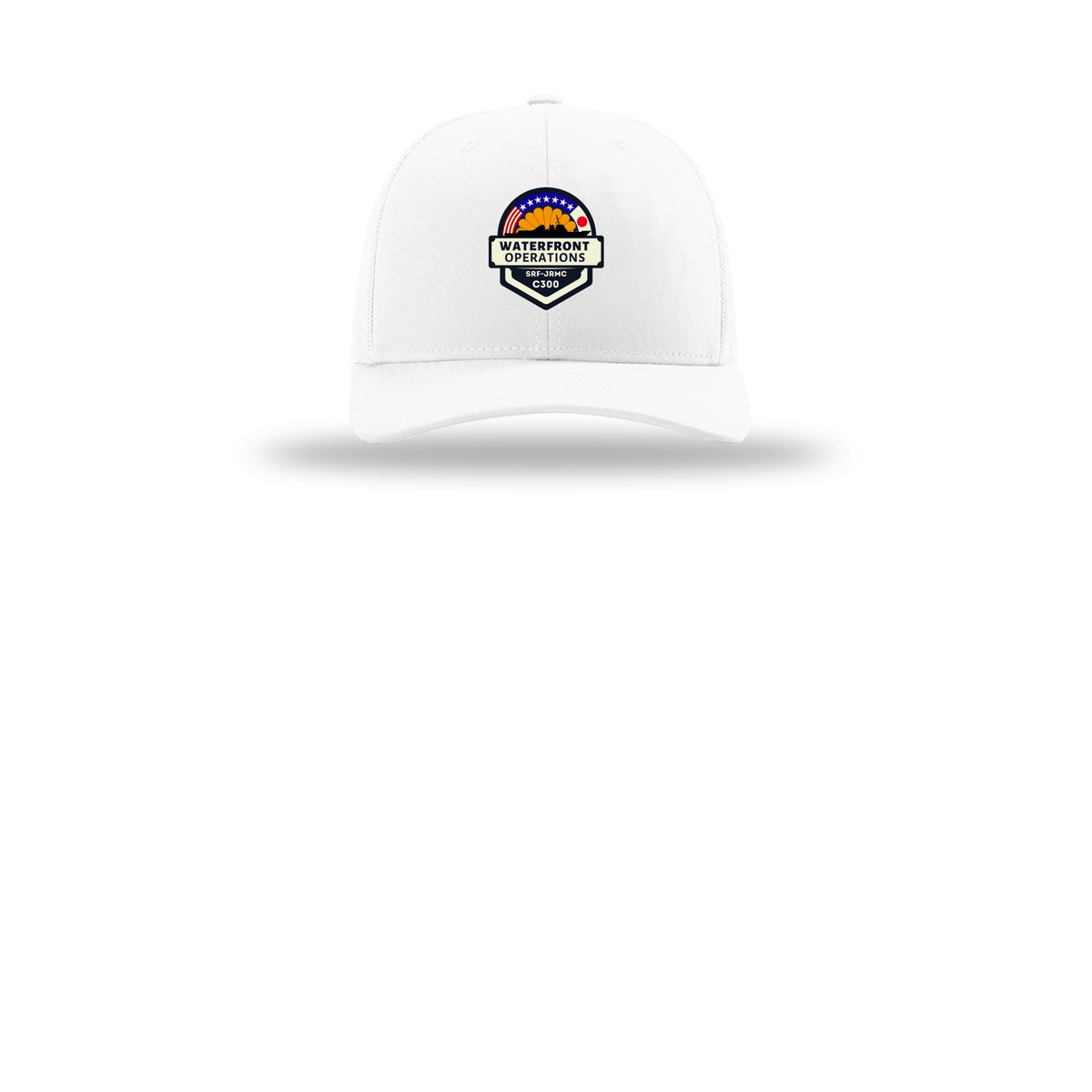 waterfront-operations-retro-trucker-cap-embroidery-capfront-R112-white-flat-front