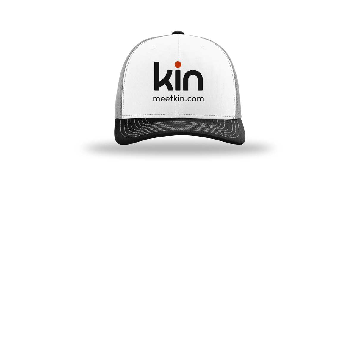 kin-richardson-trucker-cap-embroidery-capfront-R112-whitealuminumblack-flat-front