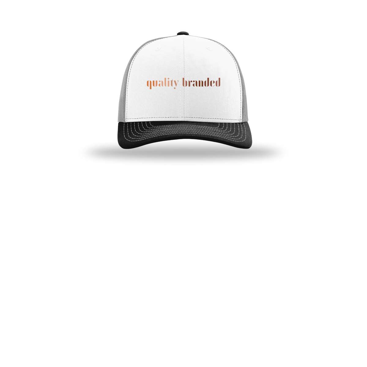 qualitybranded-richardson-trucker-cap-embroidery-capfront-R112-whitealuminumblack-flat-front