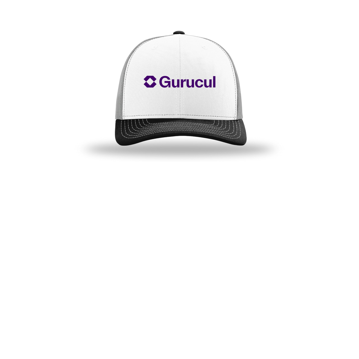 gurucul-richardson-trucker-cap-embroidery-capfront-R112-whitealuminumblack-flat-front