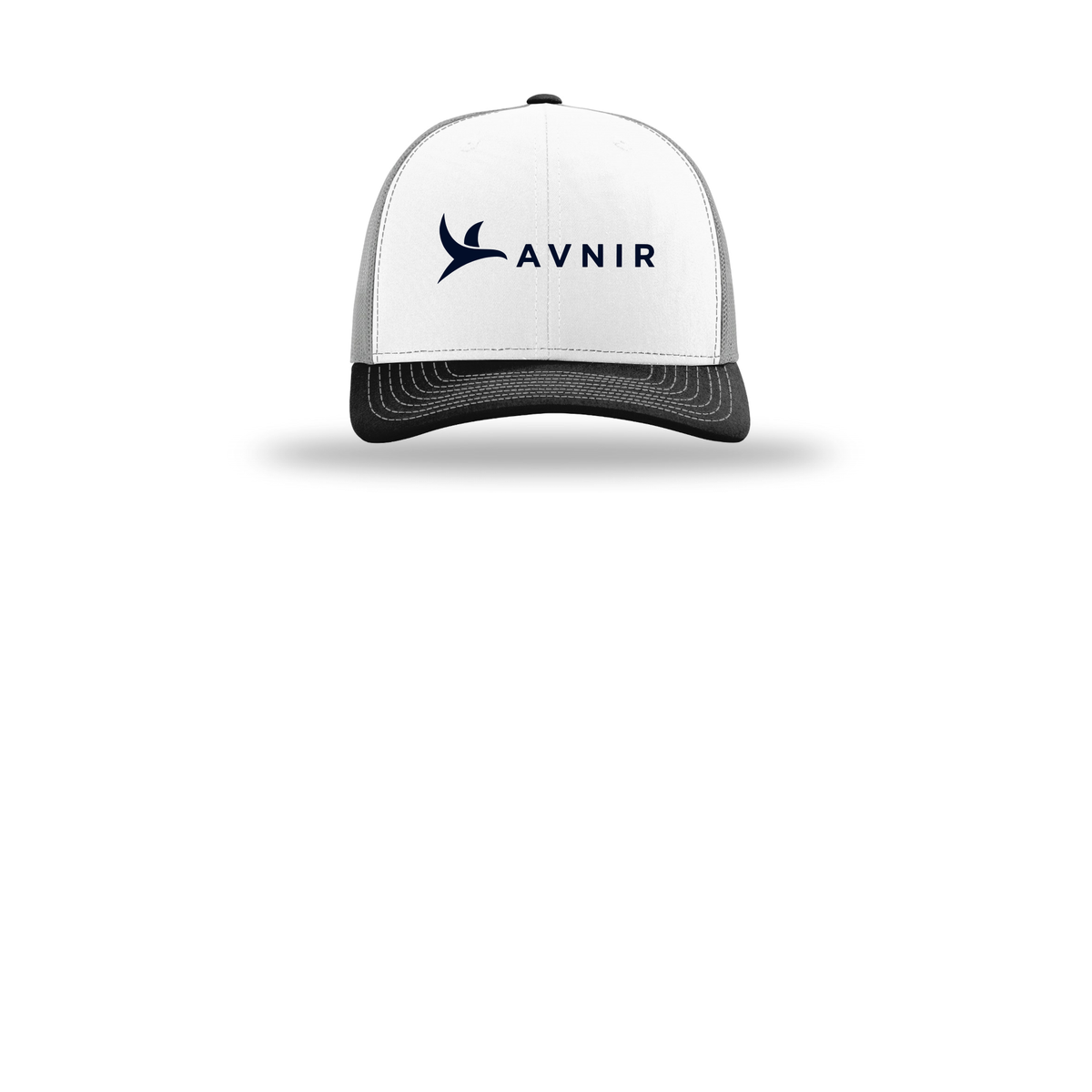 avnir-richardson-trucker-cap-embroidery-capfront-R112-whitealuminumblack-flat-front