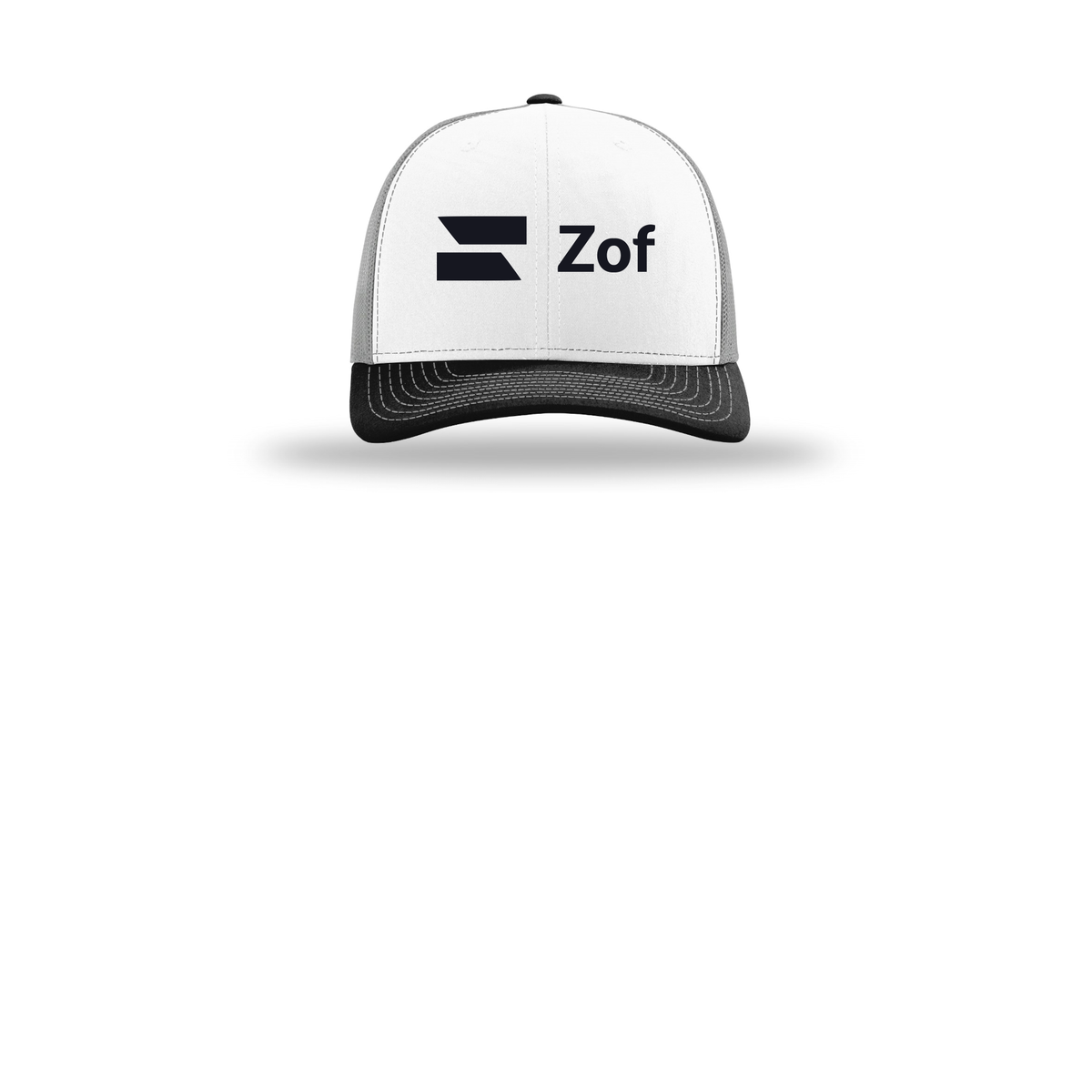 zof-richardson-trucker-cap-embroidery-capfront-R112-whitealuminumblack-flat-front