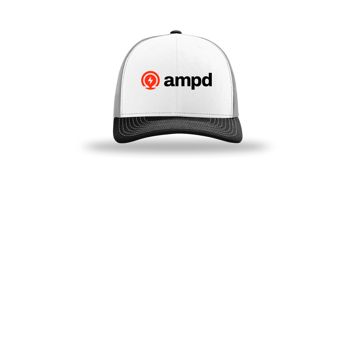 ampd-richardson-trucker-cap-embroidery-capfront-R112-whitealuminumblack-flat-front