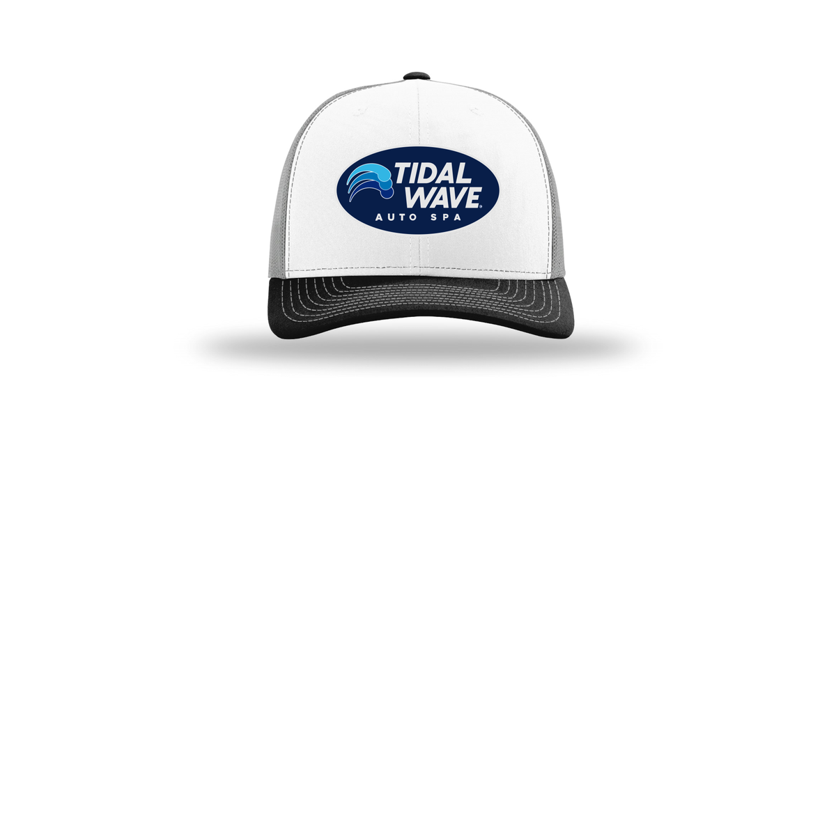 tidalwaveautospa-richardson-trucker-cap-embroidery-capfront-R112-whitealuminumblack-flat-front