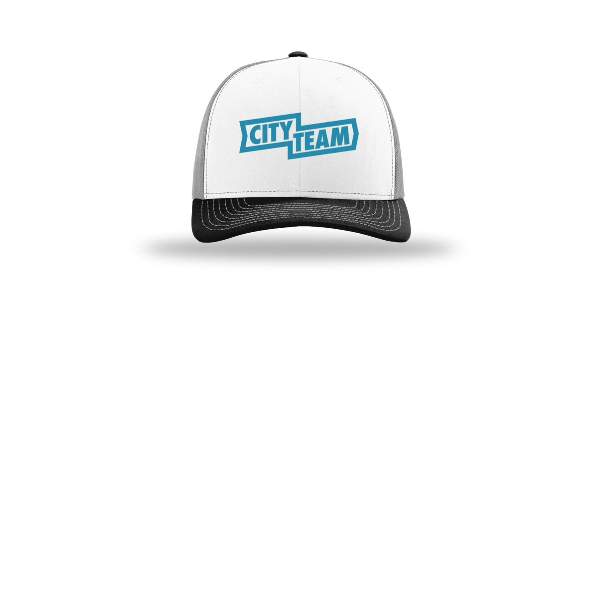 cityteam-richardson-trucker-cap-embroidery-capfront-R112-whitealuminumblack-flat-front