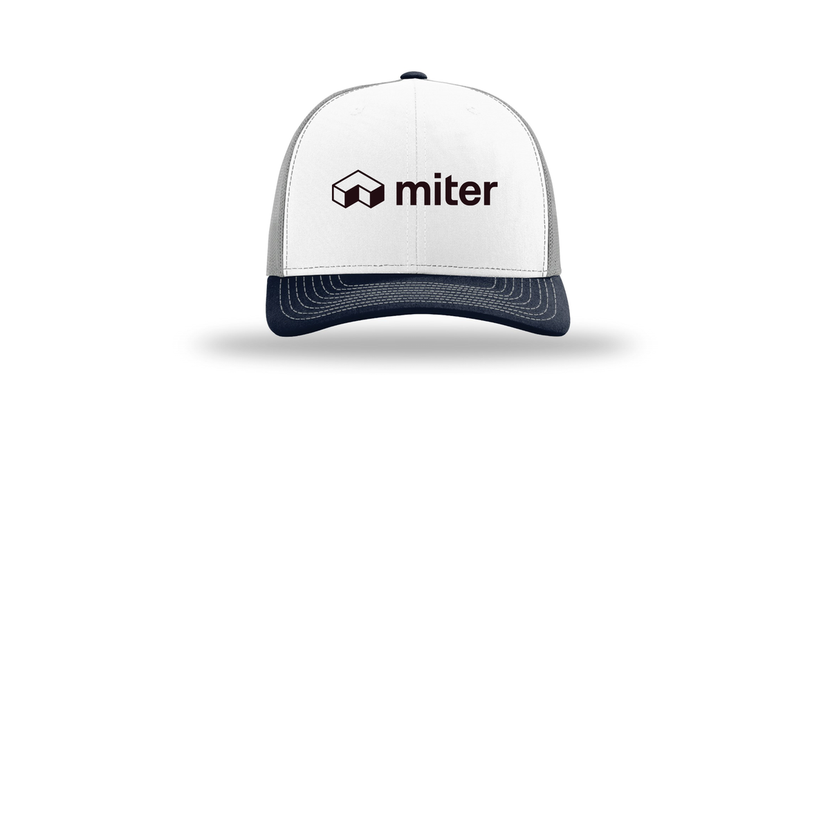 miter-richardson-trucker-cap-embroidery-capfront-R112-whitealuminumnavy-flat-front
