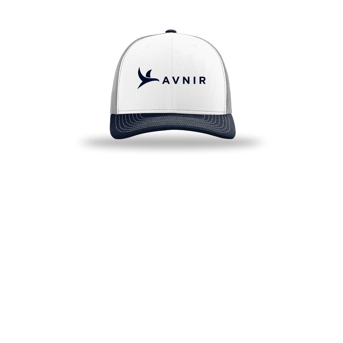 avnir-richardson-trucker-cap-embroidery-capfront-R112-whitealuminumnavy-flat-front