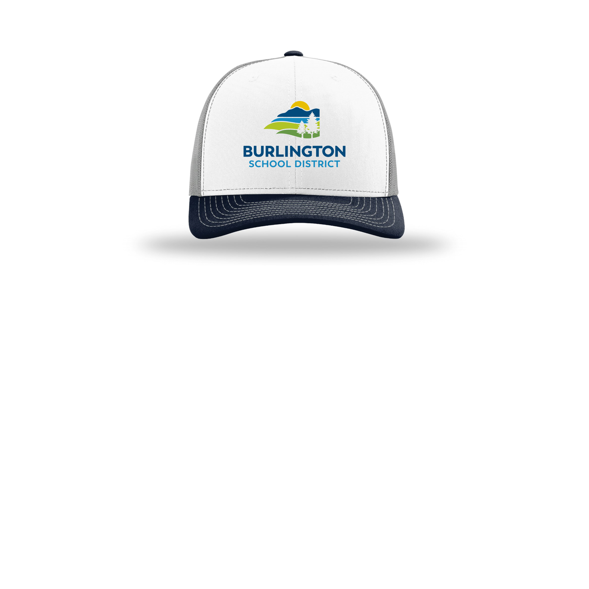 bsdvt-richardson-trucker-cap-embroidery-capfront-R112-whitealuminumnavy-flat-front