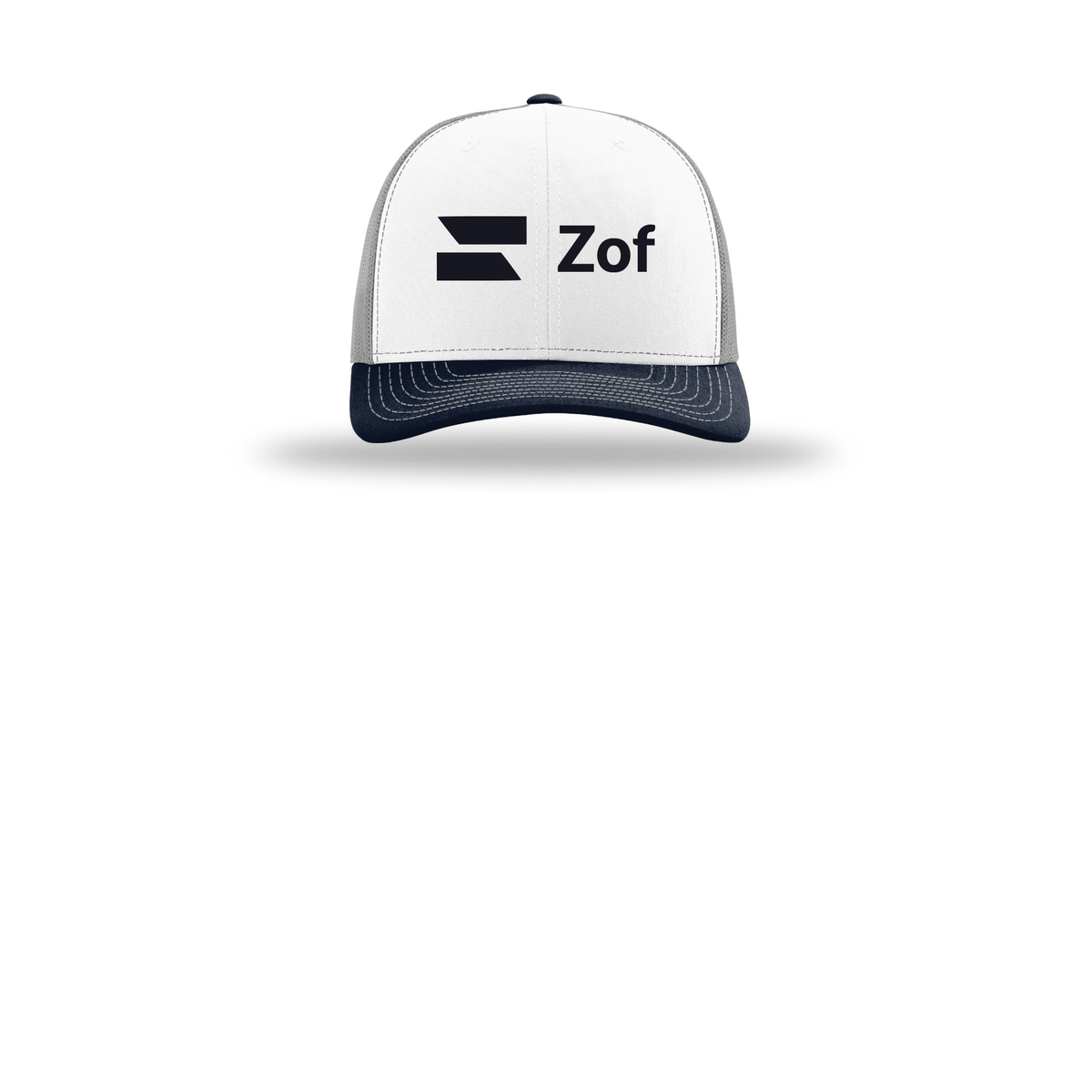 zof-richardson-trucker-cap-embroidery-capfront-R112-whitealuminumnavy-flat-front