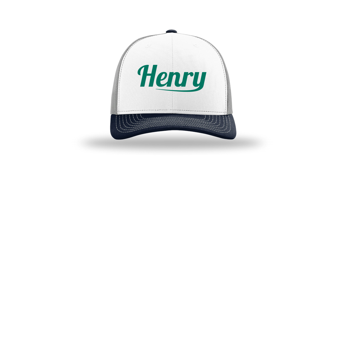 henrymeds-richardson-trucker-cap-embroidery-capfront-R112-whitealuminumnavy-flat-front