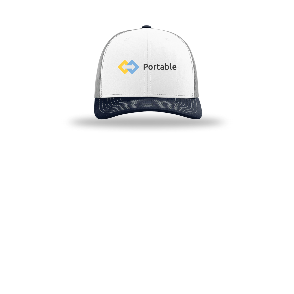 portable-richardson-trucker-cap-embroidery-capfront-R112-whitealuminumnavy-flat-front