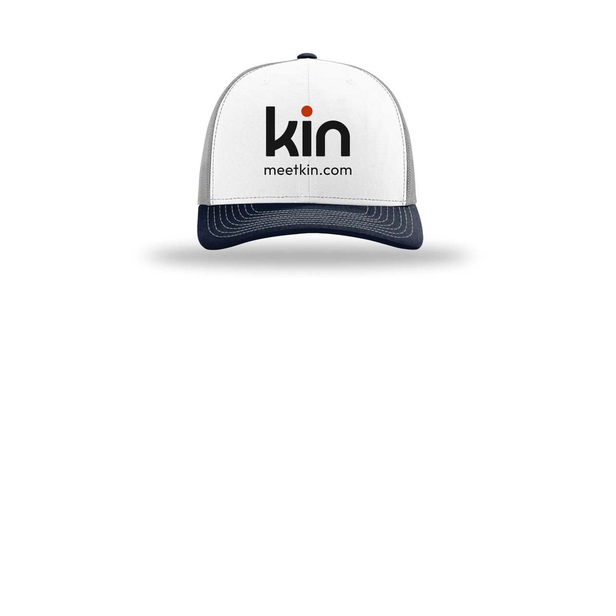 kin-richardson-trucker-cap-embroidery-capfront-R112-whitealuminumnavy-flat-front